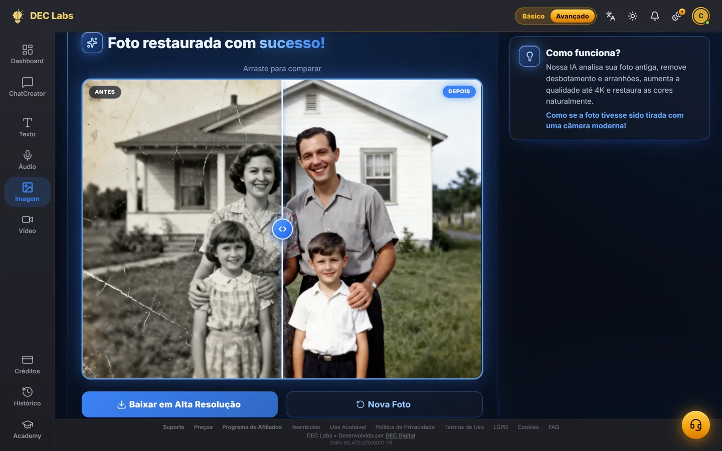 Foto antiga restaurada